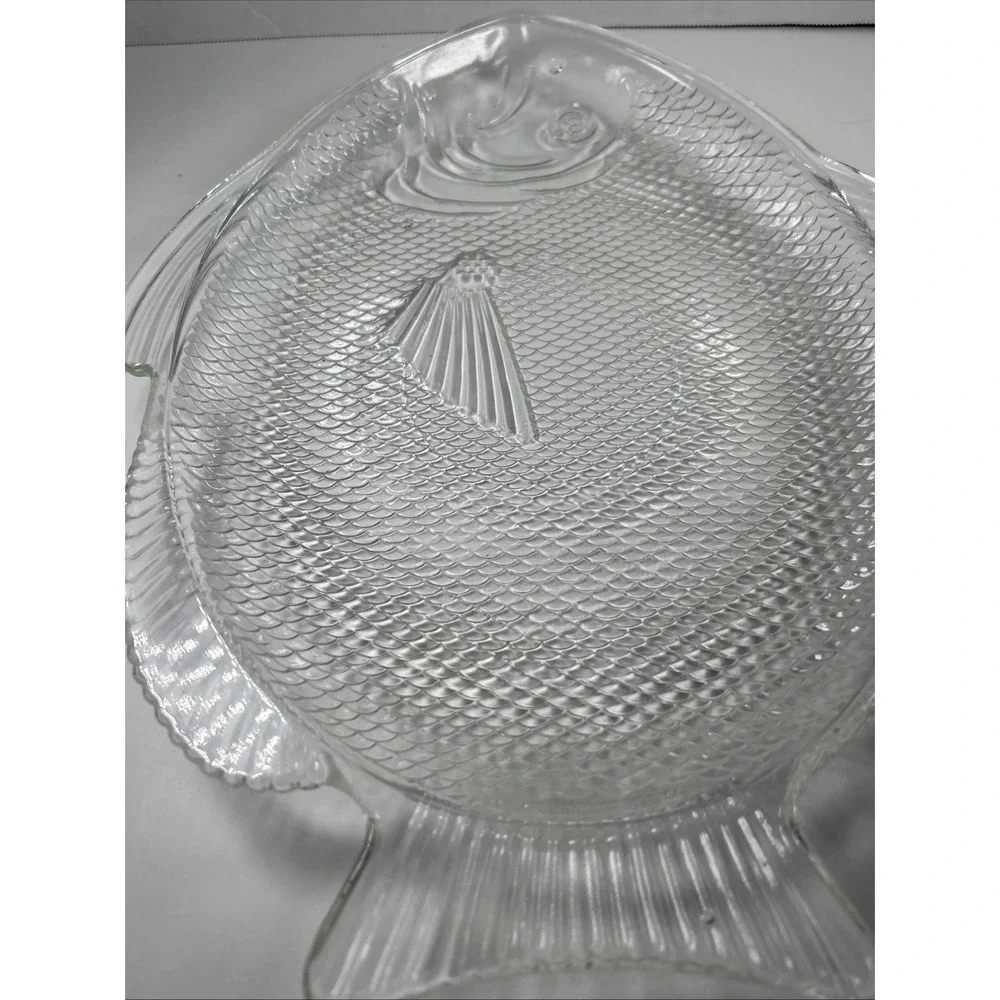 Anchor Hocking Vintage Clear Glass FISH Platter 16‎ Inches